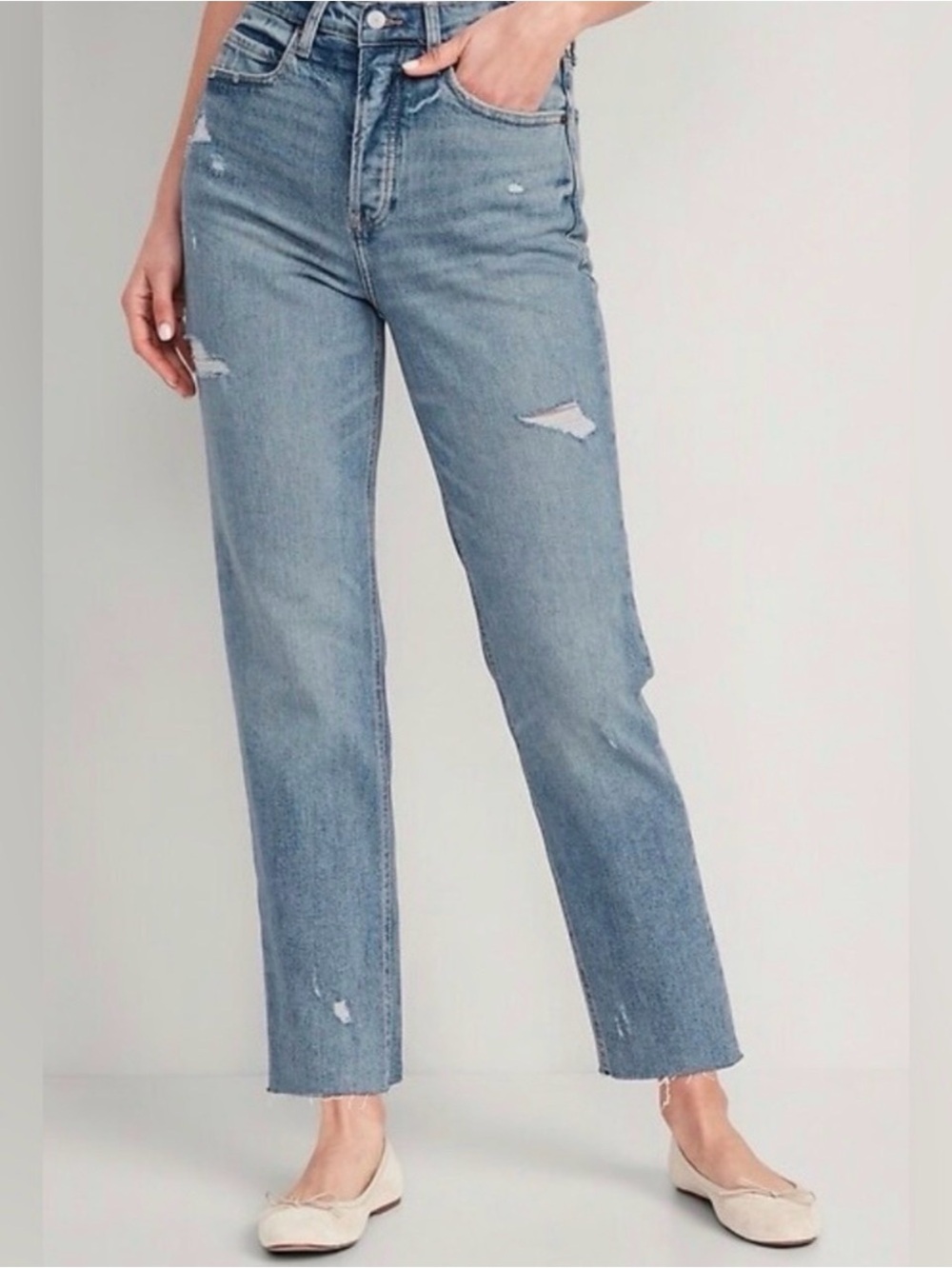 Old Navy High Rise OG Straight Leg Raw Hem Plus Size 28 Jeans NWT